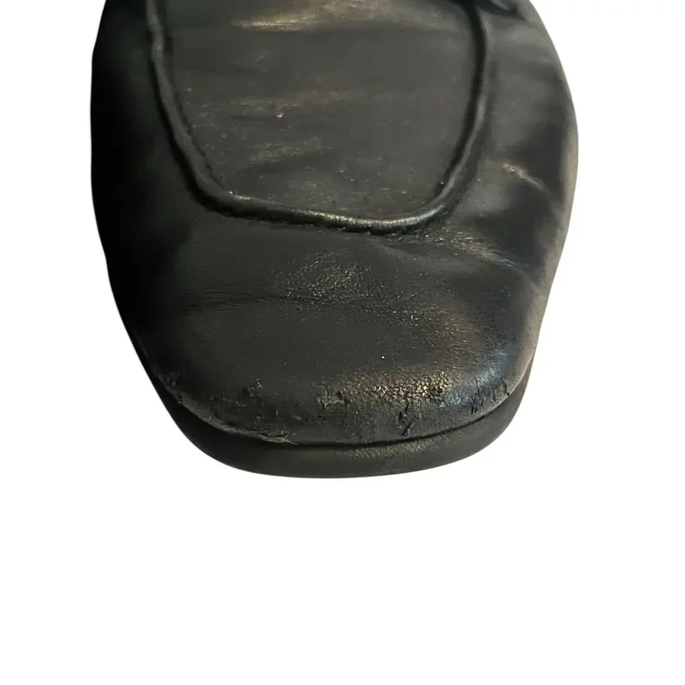 ERMENEGILDO ZEGNA L'Asola Penny Loafers •Men US 8.5•Black Lambskin Leather Italy